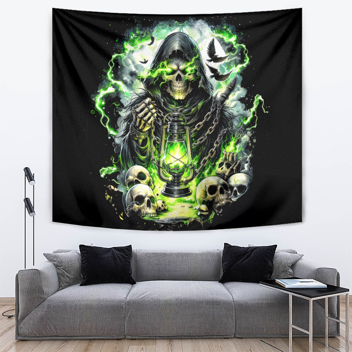 Reaper Skull Tapestry I Think I Was Designed To Be Alone - Wonder Print Shop