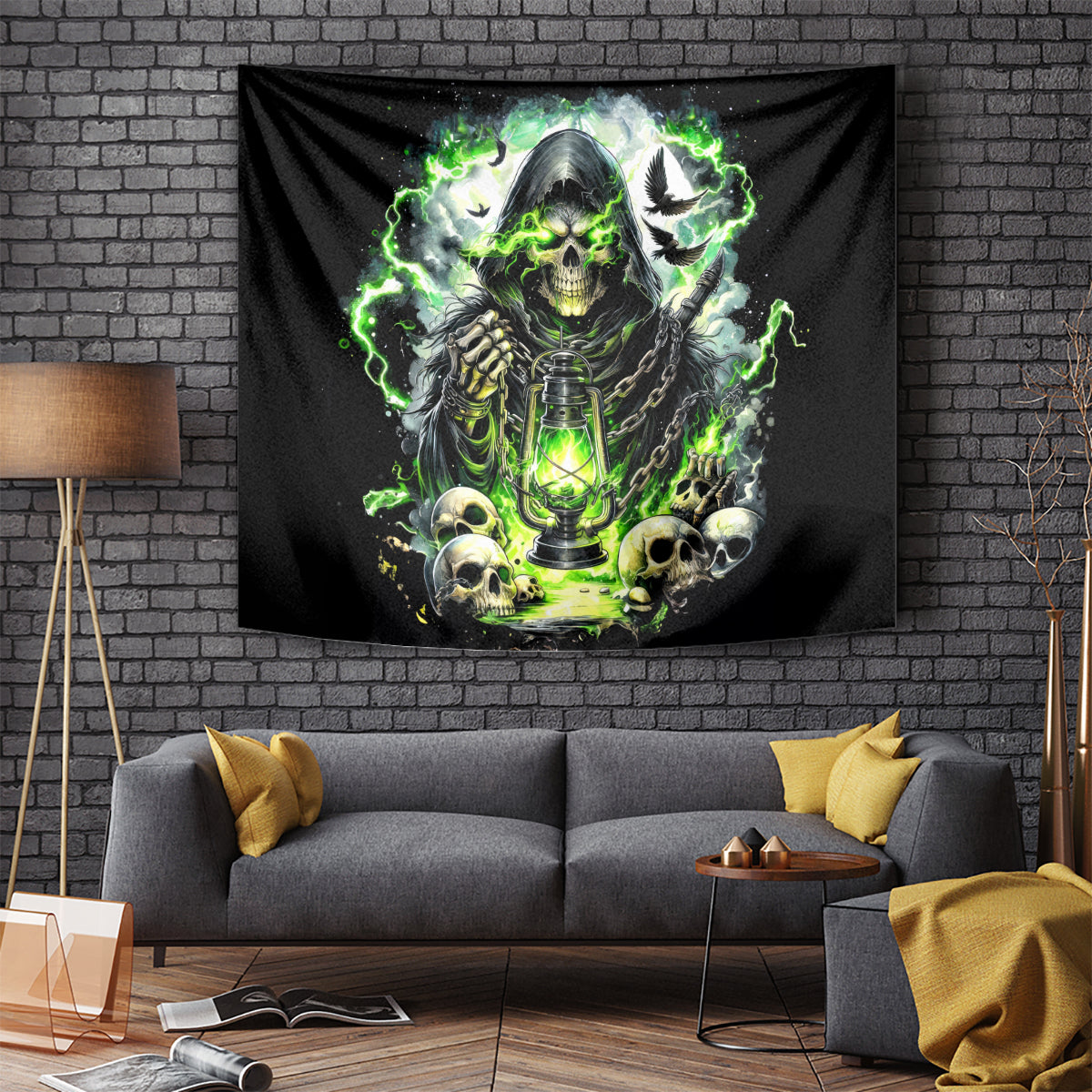 Reaper Skull Tapestry I Think I Was Designed To Be Alone - Wonder Print Shop