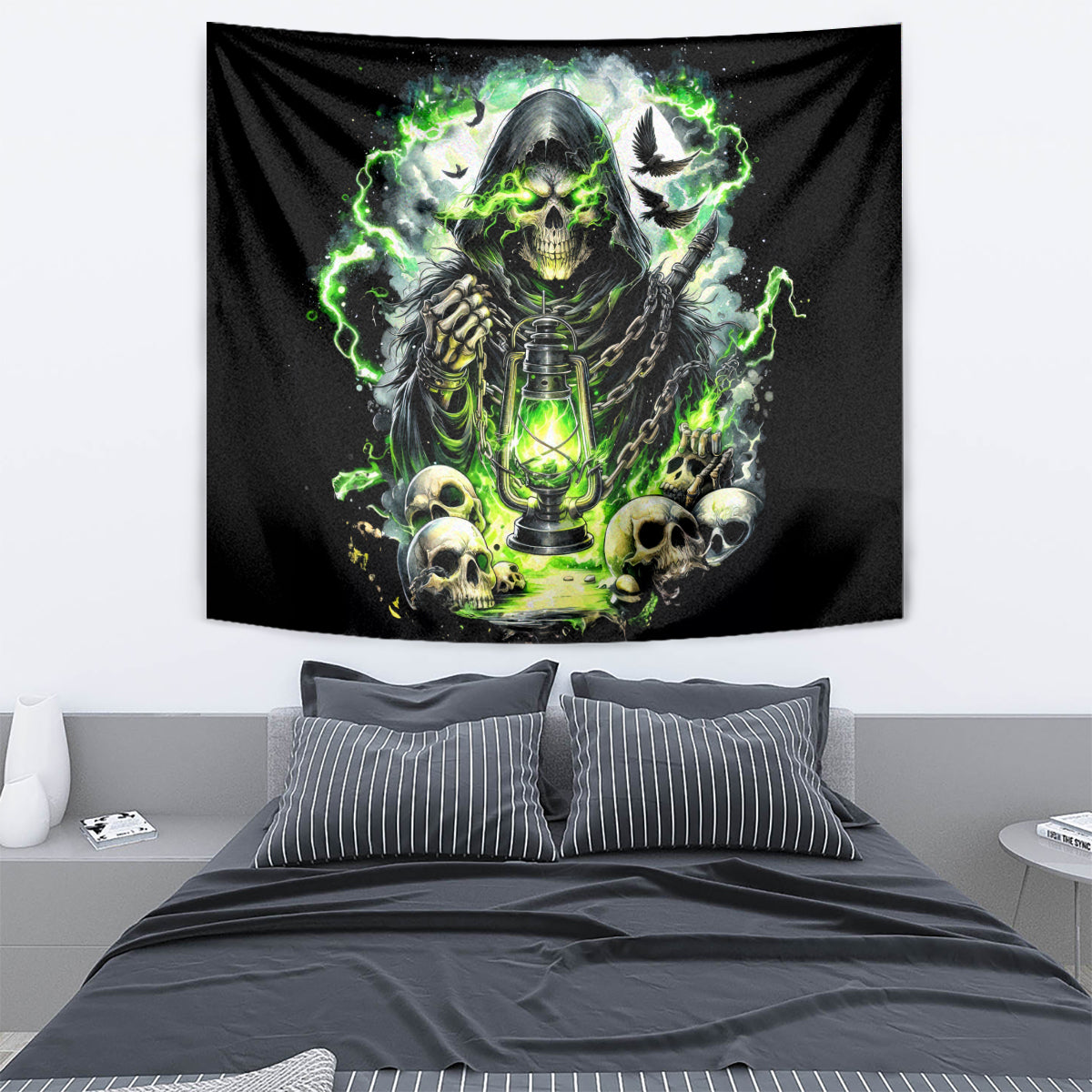 Reaper Skull Tapestry I Think I Was Designed To Be Alone - Wonder Print Shop