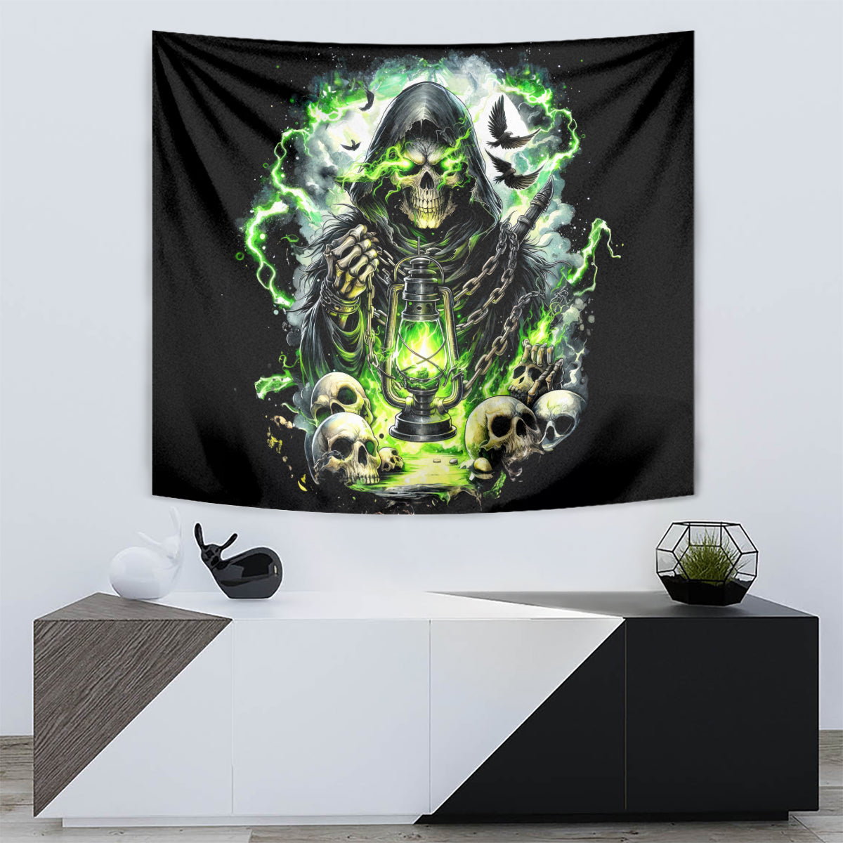 Reaper Skull Tapestry I Think I Was Designed To Be Alone - Wonder Print Shop