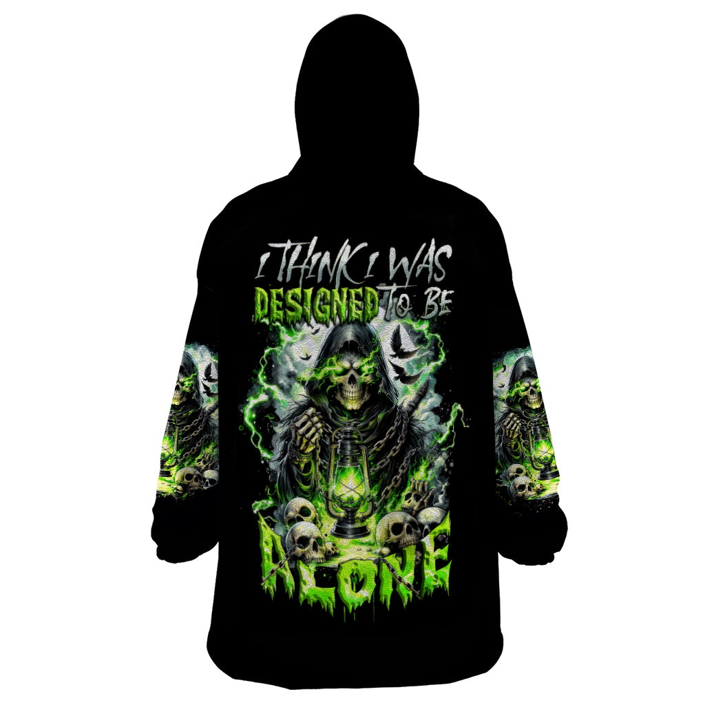 Reaper Skull Wearable Blanket Hoodie I Think I Was Designed To Be Alone - Wonder Print Shop