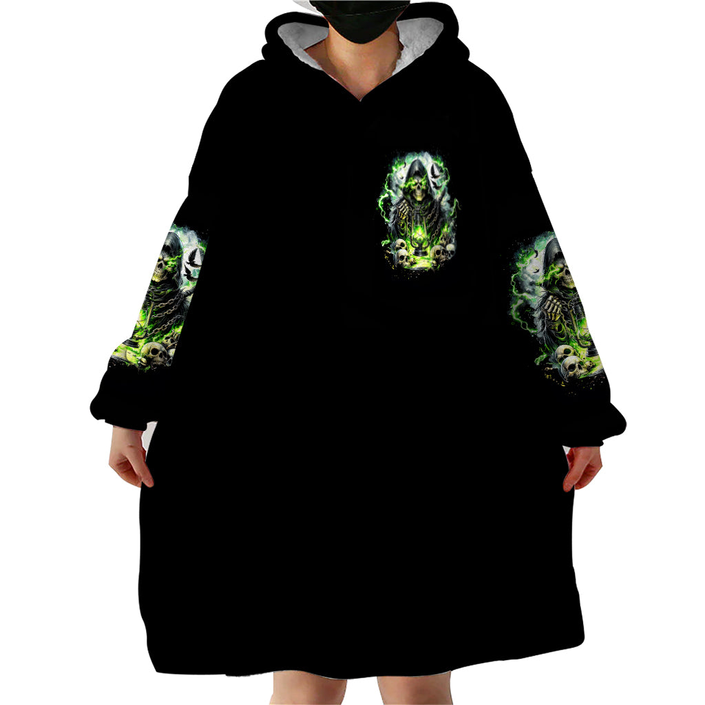 Reaper Skull Wearable Blanket Hoodie I Think I Was Designed To Be Alone - Wonder Print Shop