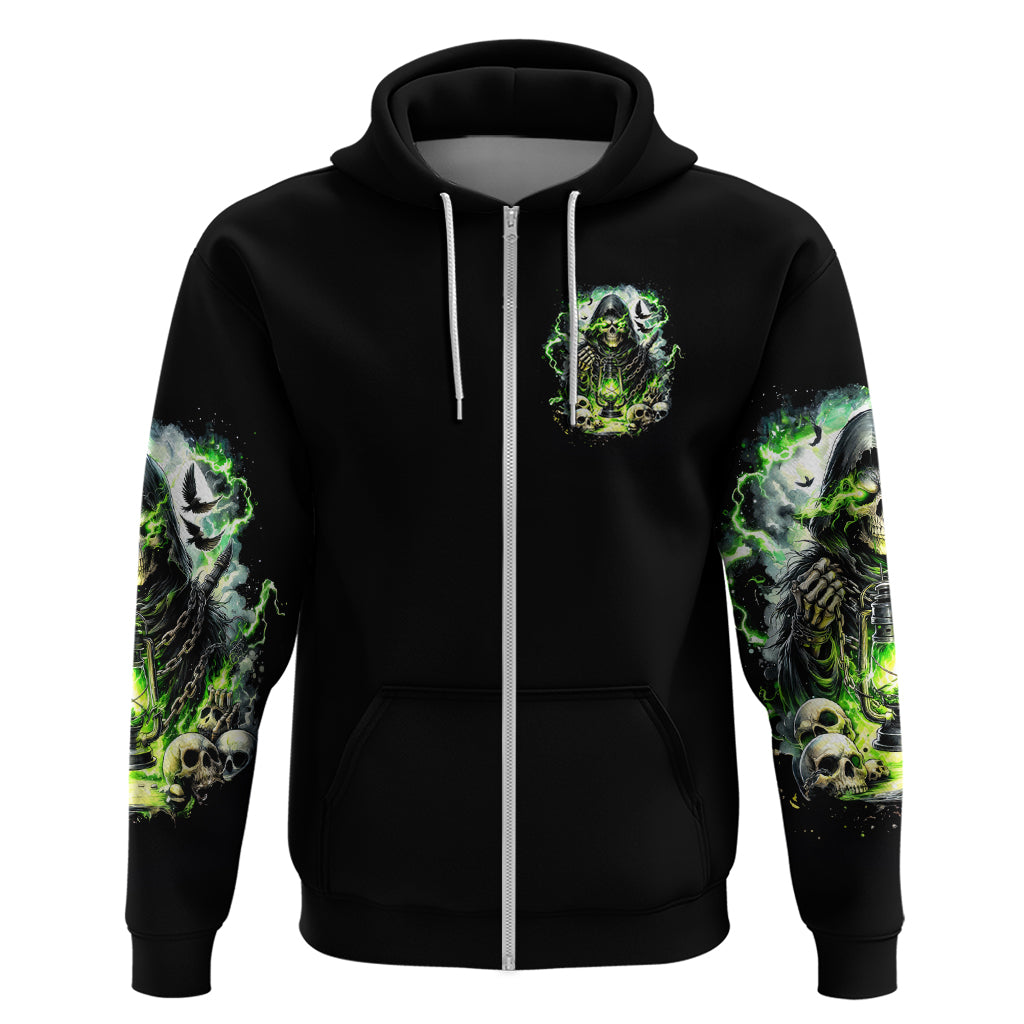 Reaper Skull Zip Hoodie I Think I Was Designed To Be Alone - Wonder Print Shop