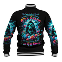 Rose Skull Baseball Jacket She Whispered Back Iam The Storm - Wonder Print Shop
