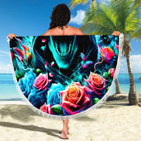 Rose Skull Beach Blanket She Whispered Back Iam The Storm - Wonder Print Shop