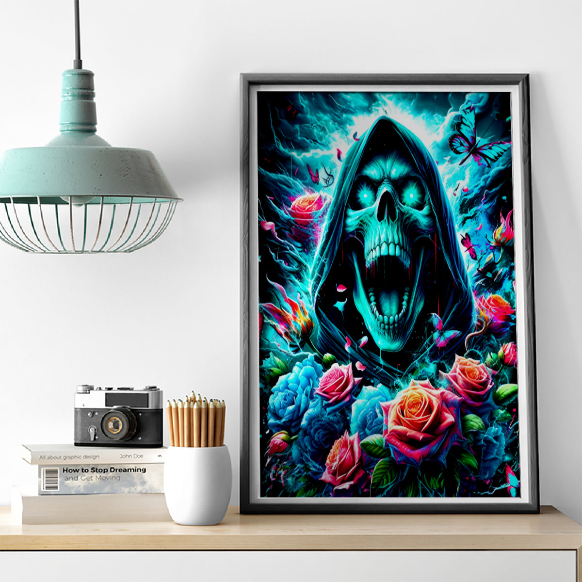 Rose Skull Canvas Wall Art She Whispered Back Iam The Storm - Wonder Print Shop
