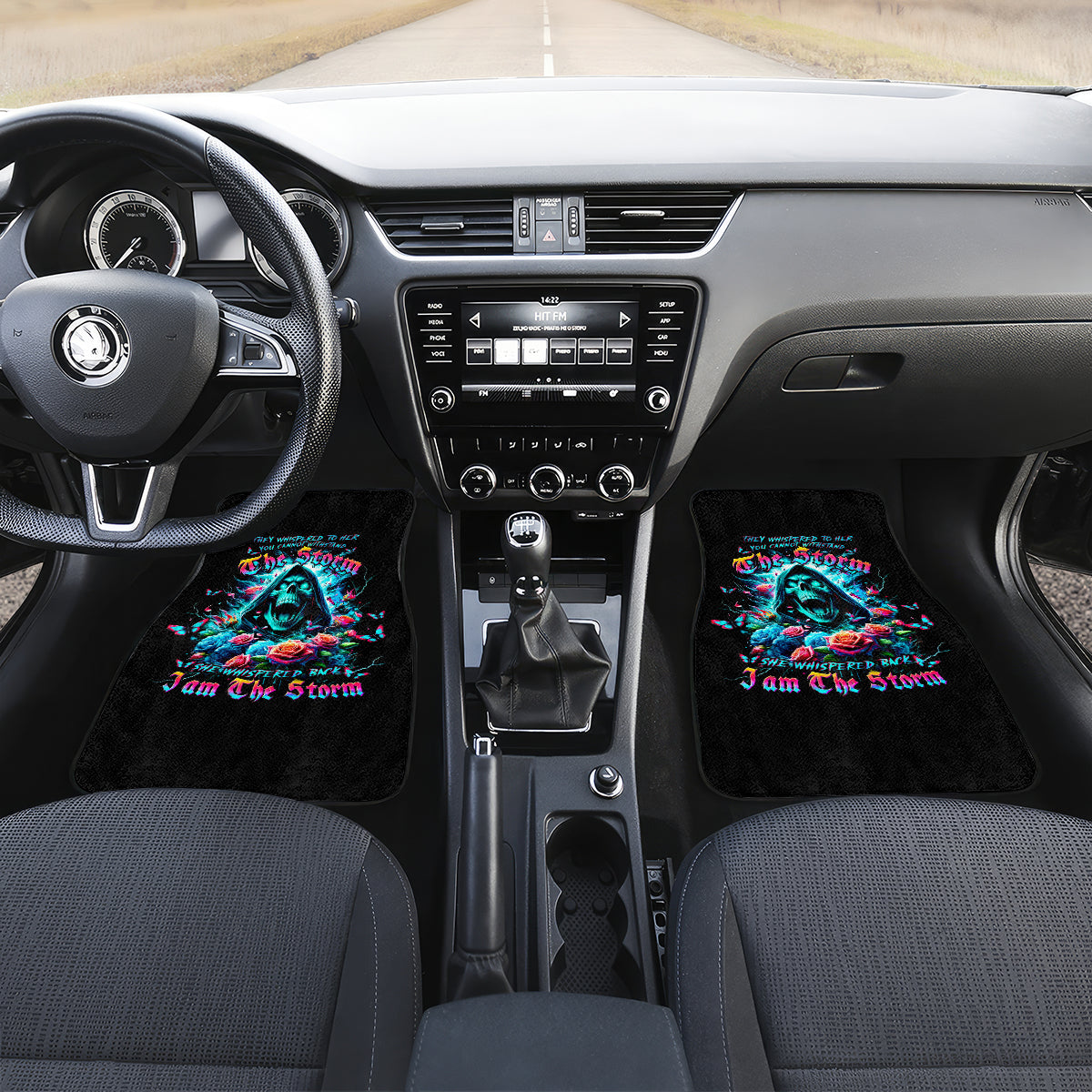 Rose Skull Car Mats She Whispered Back Iam The Storm - Wonder Print Shop