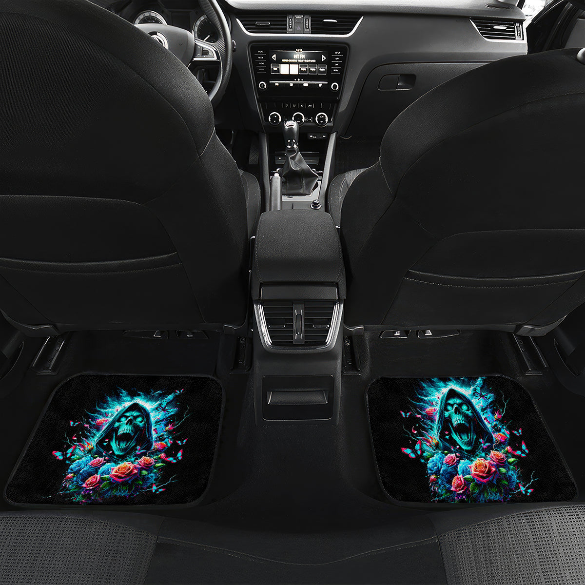 Rose Skull Car Mats She Whispered Back Iam The Storm - Wonder Print Shop