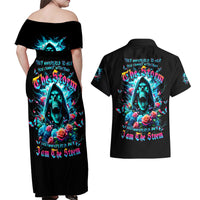 Rose Skull Couples Matching Off Shoulder Maxi Dress and Hawaiian Shirt She Whispered Back Iam The Storm - Wonder Print Shop