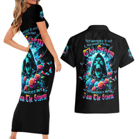 Rose Skull Couples Matching Short Sleeve Bodycon Dress and Hawaiian Shirt She Whispered Back Iam The Storm - Wonder Print Shop