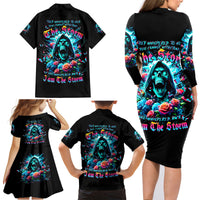 Rose Skull Family Matching Long Sleeve Bodycon Dress and Hawaiian Shirt She Whispered Back Iam The Storm - Wonder Print Shop