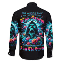 Rose Skull Family Matching Long Sleeve Bodycon Dress and Hawaiian Shirt She Whispered Back Iam The Storm - Wonder Print Shop