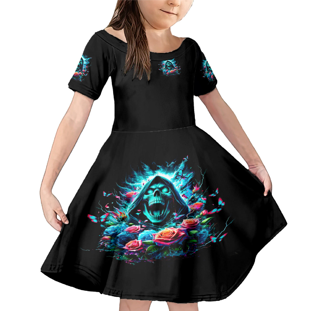 Rose Skull Family Matching Mermaid Dress and Hawaiian Shirt She Whispered Back Iam The Storm - Wonder Print Shop