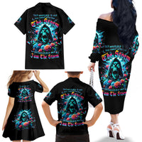 Rose Skull Family Matching Off Shoulder Long Sleeve Dress and Hawaiian Shirt She Whispered Back Iam The Storm - Wonder Print Shop