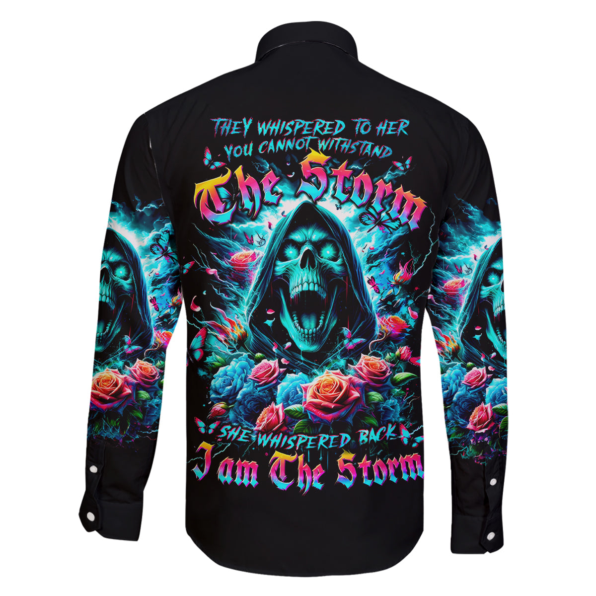 Rose Skull Family Matching Tank Maxi Dress and Hawaiian Shirt She Whispered Back Iam The Storm - Wonder Print Shop