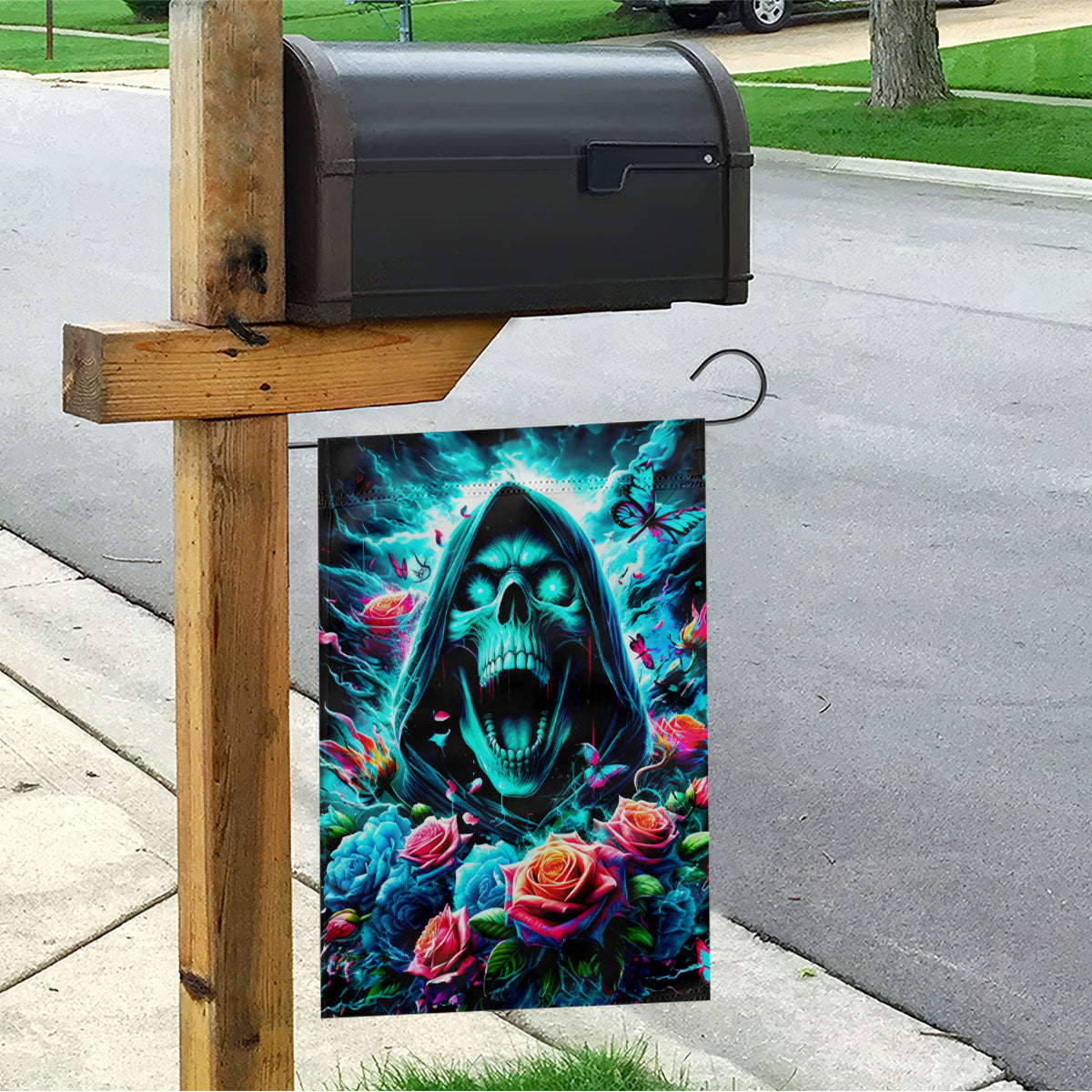 Rose Skull Garden Flag She Whispered Back Iam The Storm - Wonder Print Shop