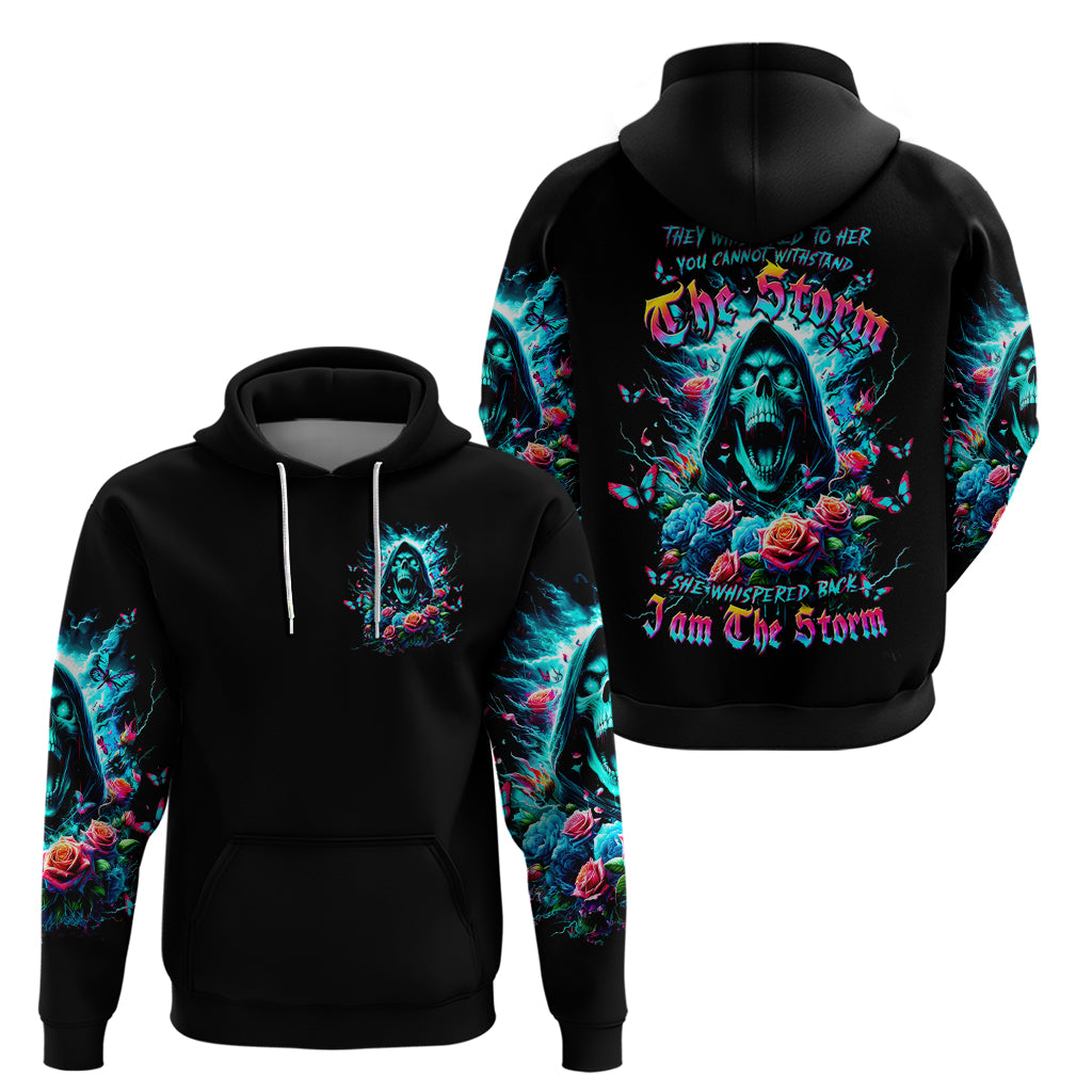 Rose Skull Hoodie She Whispered Back Iam The Storm - Wonder Print Shop