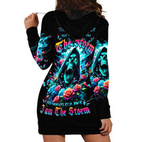 Rose Skull Hoodie Dress She Whispered Back Iam The Storm - Wonder Print Shop