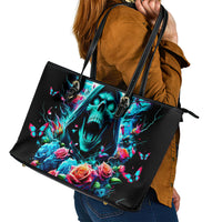 Rose Skull Leather Tote Bag She Whispered Back Iam The Storm - Wonder Print Shop