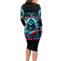 Rose Skull Long Sleeve Bodycon Dress She Whispered Back Iam The Storm - Wonder Print Shop
