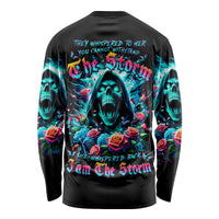 Rose Skull Long Sleeve Shirt She Whispered Back Iam The Storm - Wonder Print Shop