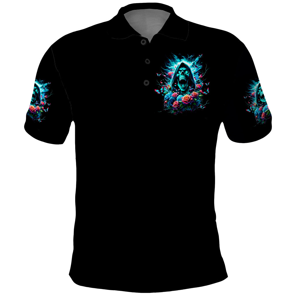 Rose Skull Polo Shirt She Whispered Back Iam The Storm - Wonder Print Shop