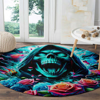 Rose Skull Round Carpet She Whispered Back Iam The Storm