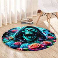 Rose Skull Round Carpet She Whispered Back Iam The Storm