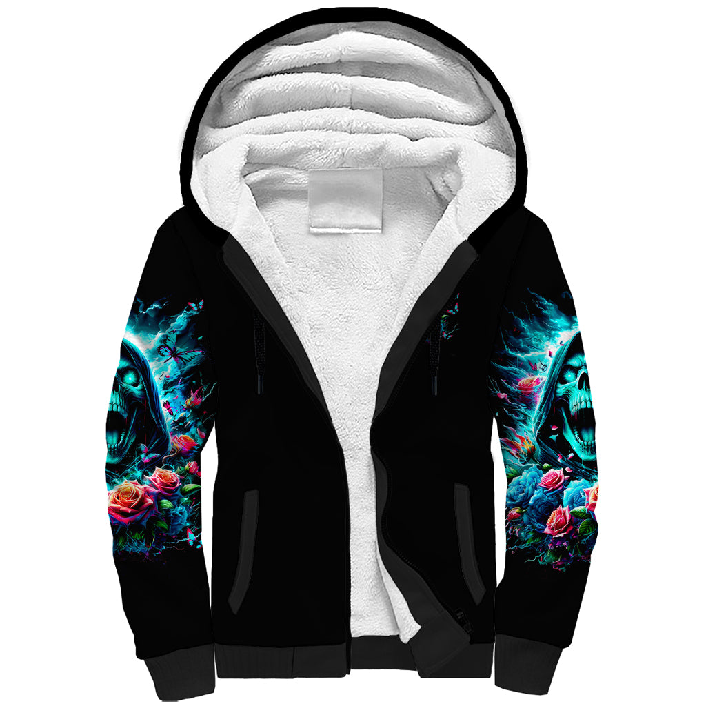 Rose Skull Sherpa Hoodie She Whispered Back Iam The Storm - Wonder Print Shop
