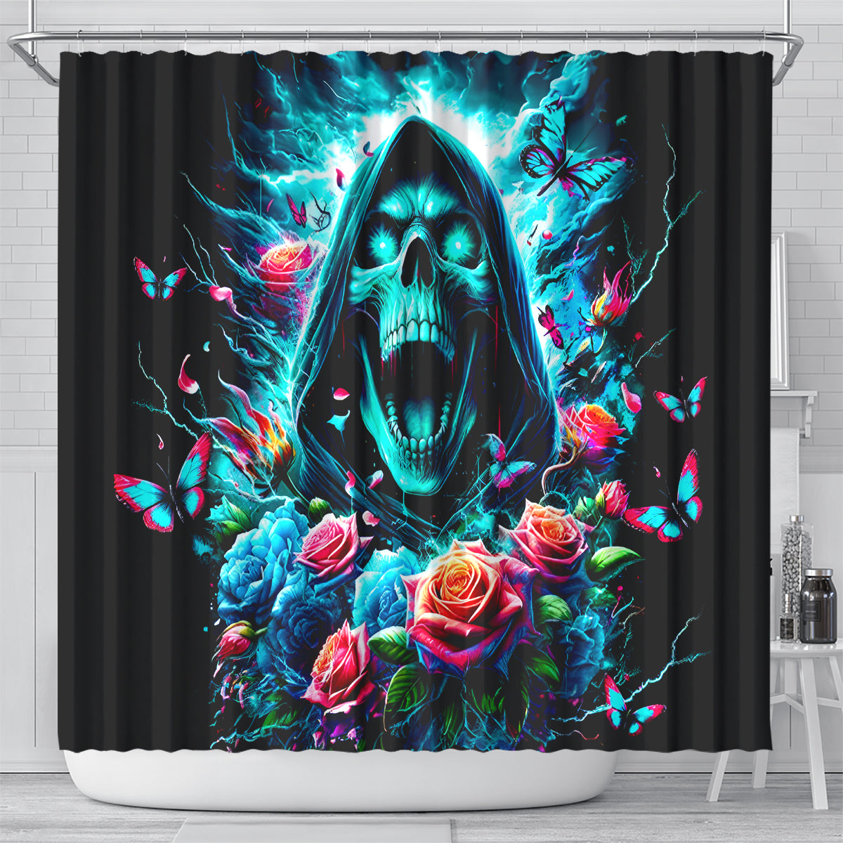 Rose Skull Shower Curtain She Whispered Back Iam The Storm
