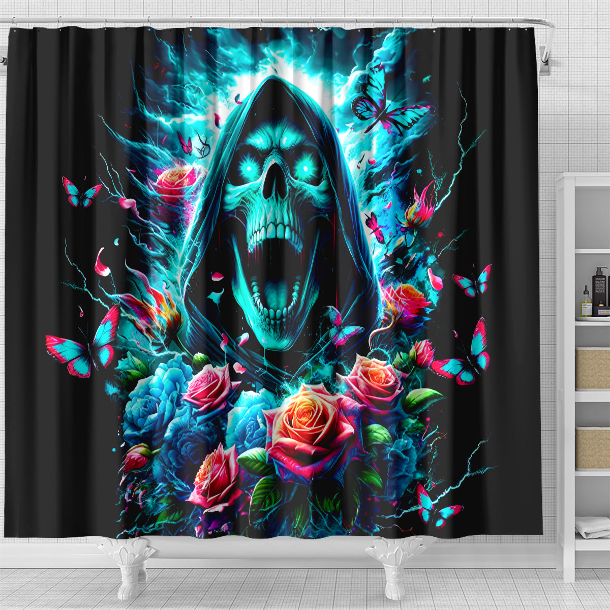 Rose Skull Shower Curtain She Whispered Back Iam The Storm