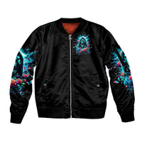 Rose Skull Sleeve Zip Bomber Jacket She Whispered Back Iam The Storm - Wonder Print Shop