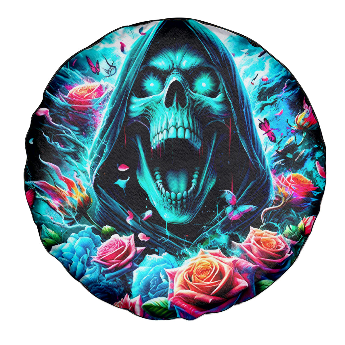 Rose Skull Spare Tire Cover She Whispered Back Iam The Storm - Wonder Print Shop