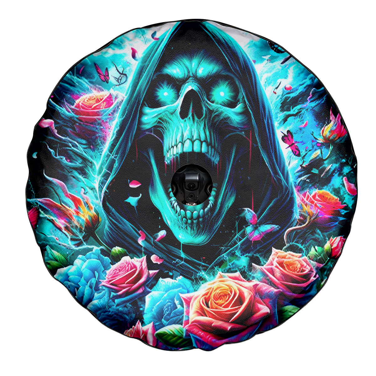 Rose Skull Spare Tire Cover She Whispered Back Iam The Storm - Wonder Print Shop