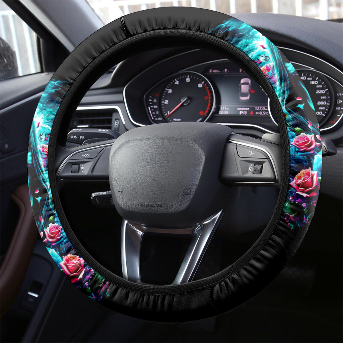 Rose Skull Steering Wheel Cover She Whispered Back Iam The Storm - Wonder Print Shop