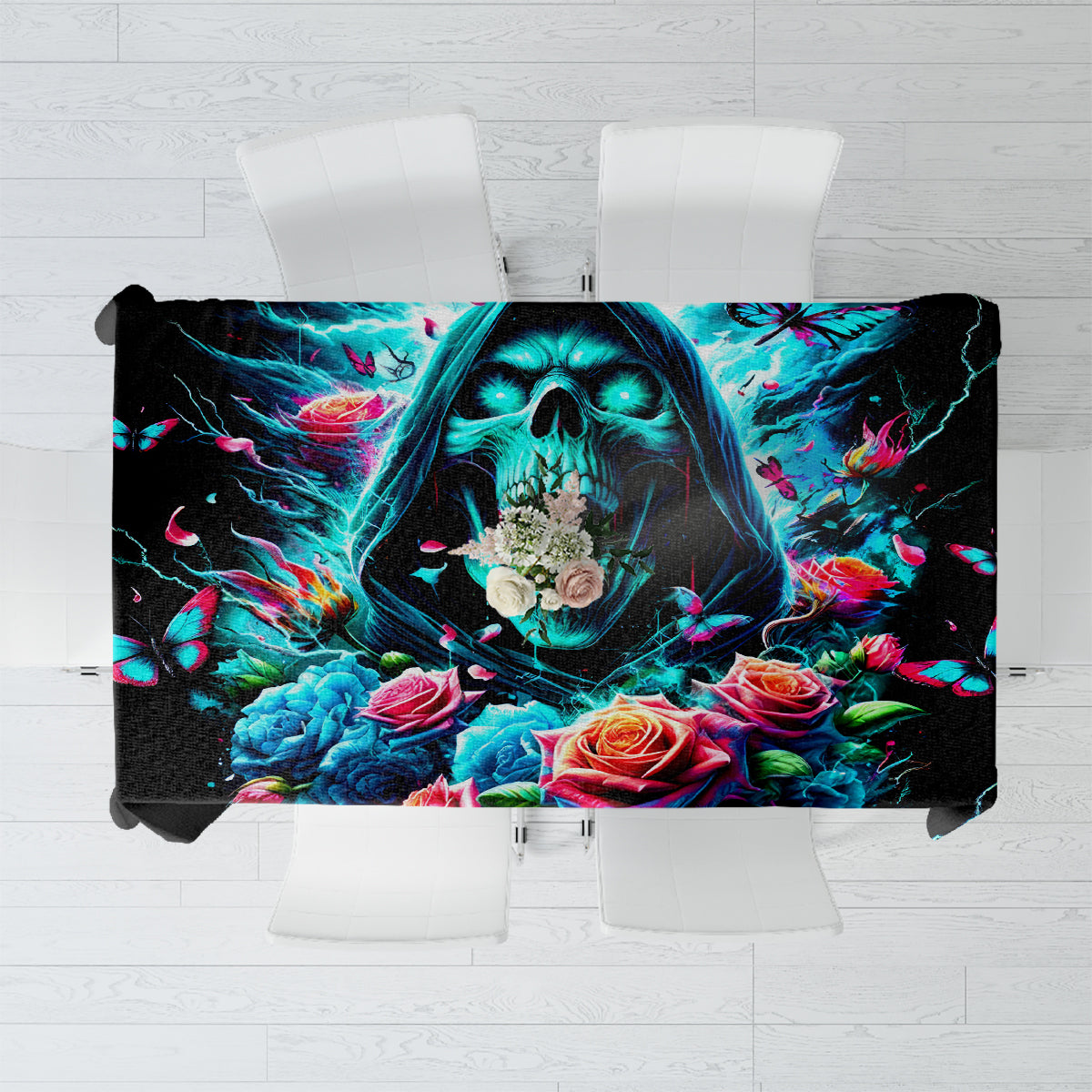 Rose Skull Tablecloth She Whispered Back Iam The Storm - Wonder Print Shop