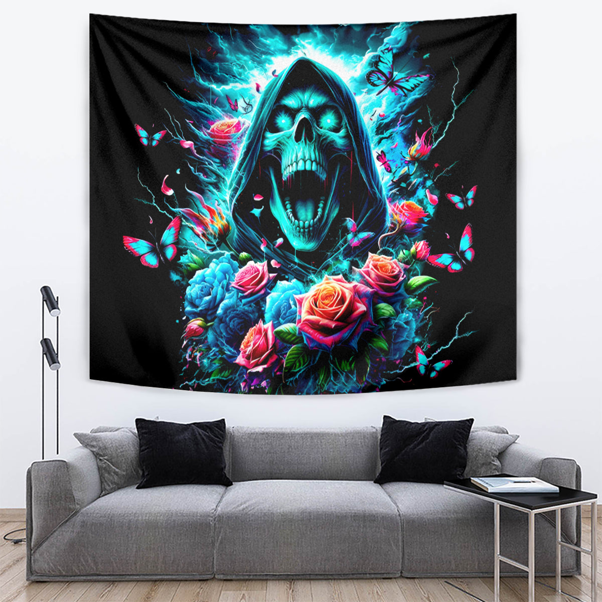 Rose Skull Tapestry She Whispered Back Iam The Storm - Wonder Print Shop