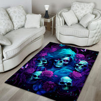 Rose Skull Area Rug I'm Never Alone My Demon Are With Me 24/7 - Wonder Print Shop