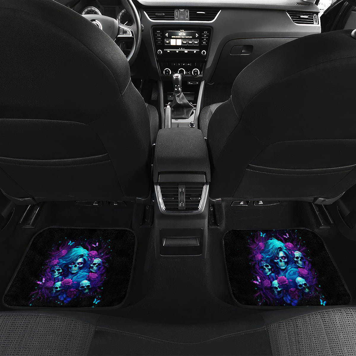 Rose Skull Car Mats I'm Never Alone My Demon Are With Me 24/7 - Wonder Print Shop