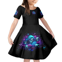 Rose Skull Family Matching Off Shoulder Short Dress and Hawaiian Shirt I'm Never Alone My Demon Are With Me 24/7 - Wonder Print Shop
