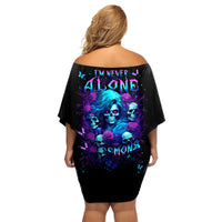 Rose Skull Family Matching Off Shoulder Short Dress and Hawaiian Shirt I'm Never Alone My Demon Are With Me 24/7 - Wonder Print Shop