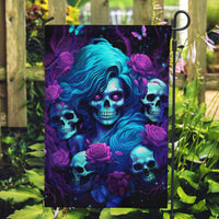 Rose Skull Garden Flag I'm Never Alone My Demon Are With Me 24/7 - Wonder Print Shop