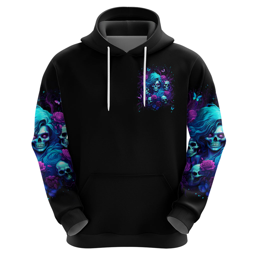 Rose Skull Hoodie I'm Never Alone My Demon Are With Me 24/7 - Wonder Print Shop