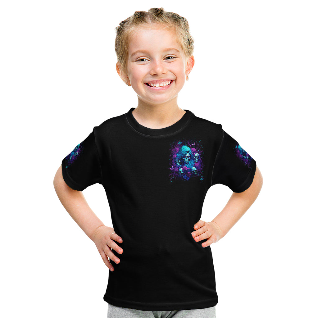 Rose Skull Kid T Shirt I'm Never Alone My Demon Are With Me 24/7 - Wonder Print Shop
