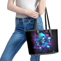 Rose Skull Leather Tote Bag I'm Never Alone My Demon Are With Me 24/7 - Wonder Print Shop