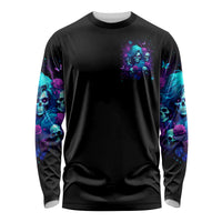Rose Skull Long Sleeve Shirt I'm Never Alone My Demon Are With Me 24/7 - Wonder Print Shop