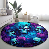 Rose Skull Round Carpet I'm Never Alone My Demon Are With Me 24/7