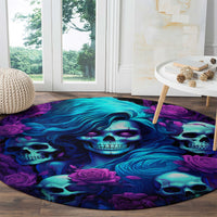 Rose Skull Round Carpet I'm Never Alone My Demon Are With Me 24/7