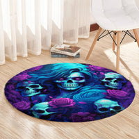 Rose Skull Round Carpet I'm Never Alone My Demon Are With Me 24/7