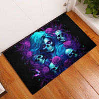 Rose Skull Rubber Doormat I'm Never Alone My Demon Are With Me 24/7 - Wonder Print Shop